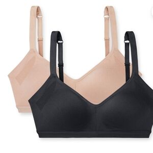 Warner's Wireless Stretch Bras - Black & Blush
